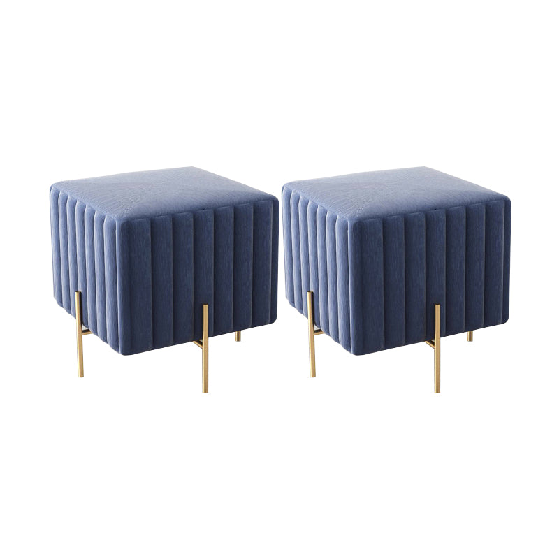 Glam Square Boucle Pouf Plain Velvet Metal Frame Water Resistant Ottoman Footrest