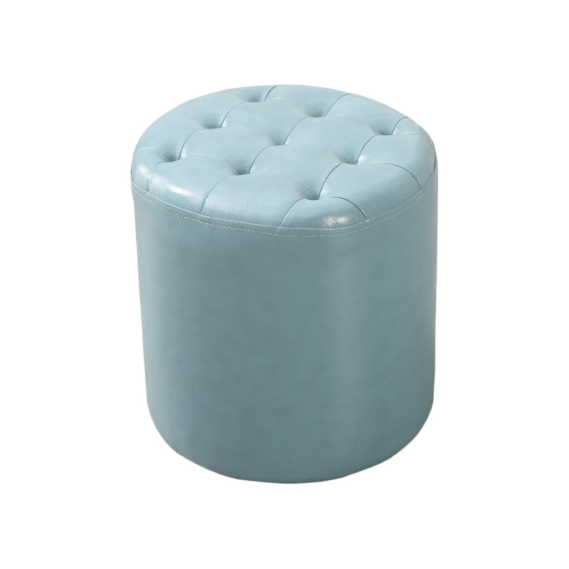 Square Tufted Ottoman Mildew Resistant Genuine Leather Mid-Century Modern Cube Ottoman