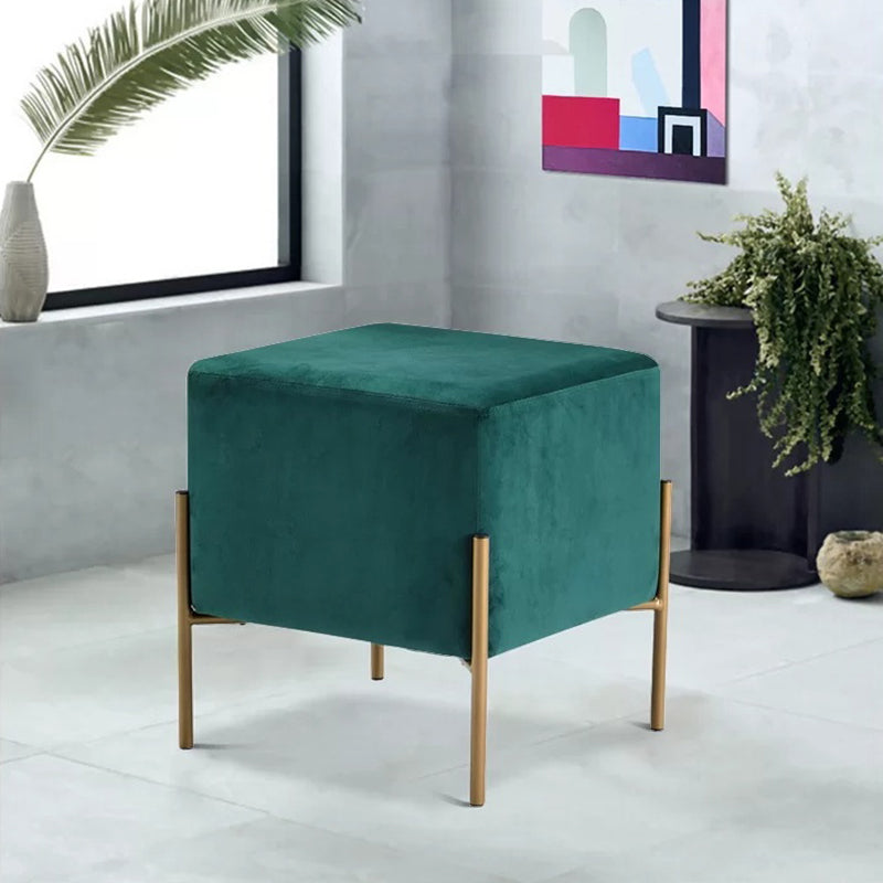 Leisure Velvet Pouf Ottoman Plain Square Water Resistant Ottoman Taverna