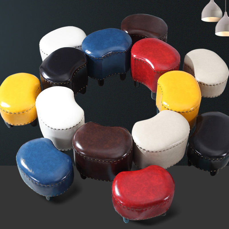 Modern Irregular Leather Ottoman Water Resistant Footstool Ottoman with Nailhead Trim