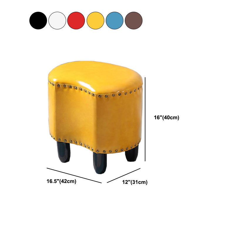 Modern Irregular Leather Ottoman Water Resistant Footstool Ottoman with Nailhead Trim