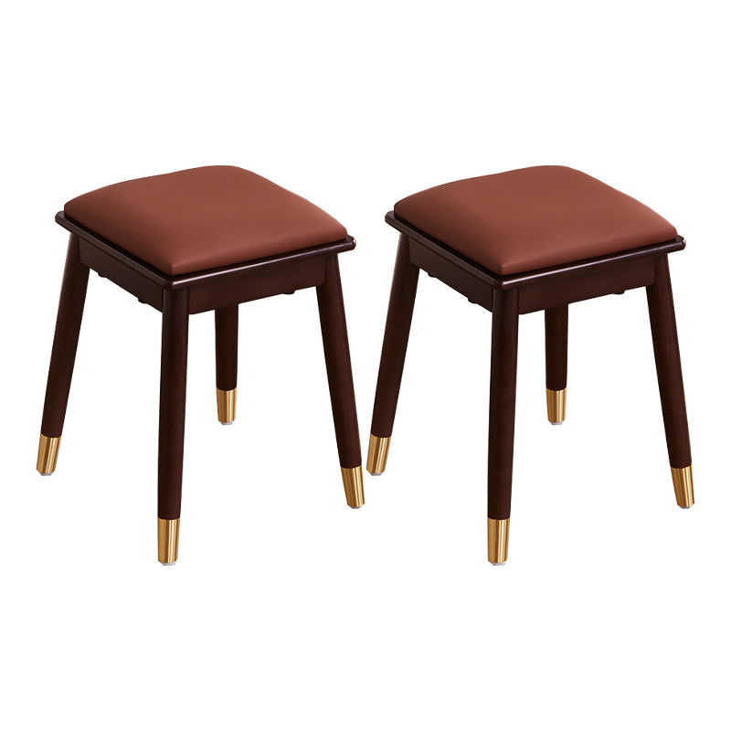 Glam Pouf Ottoman Faux Leather Upholstered Solid Wood Frame Square Ottoman