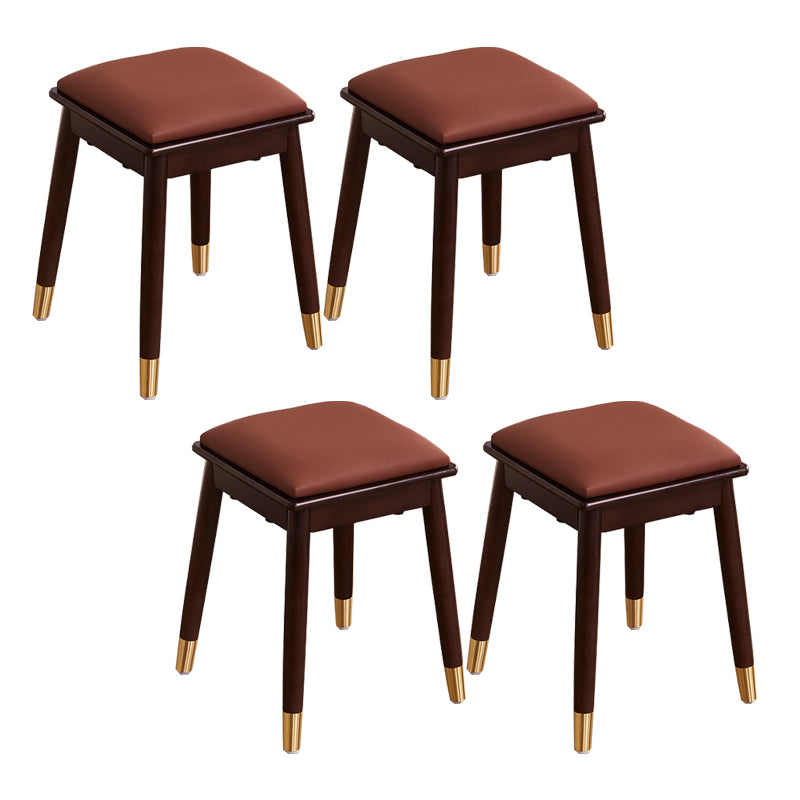 Glam Pouf Ottoman Faux Leather Upholstered Solid Wood Frame Square Ottoman