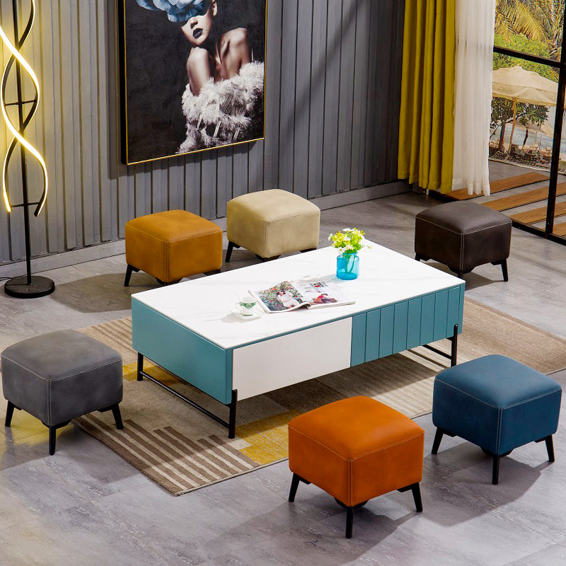 Contemporary Plain Chair Ottoman Plain Cotton Tufted Footstool Ottoman