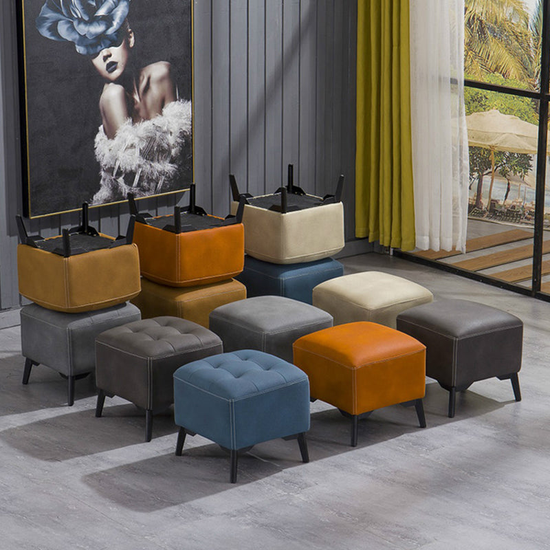 Contemporary Plain Chair Ottoman Plain Cotton Tufted Footstool Ottoman