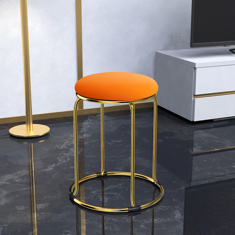 Glam Mental Leg Solid Ottoman Velvet Standard Fade Resistant Solid Color Round Ottoman