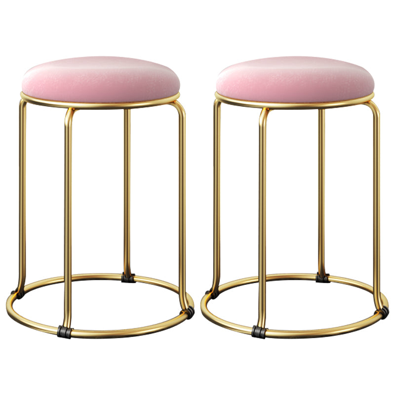 Ottoman Round Glam Pure Color Velvet Tear Resistant Standard Ottoman