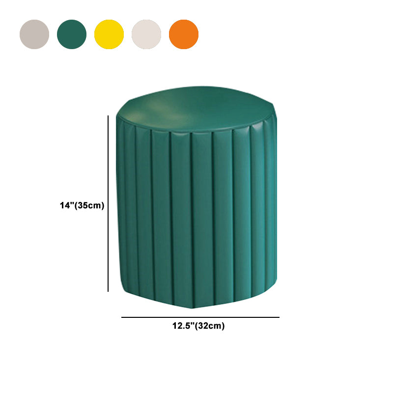 Contemporary Pouf Ottoman Faux Leather Upholstered Solid Wood Frame Round Ottoman