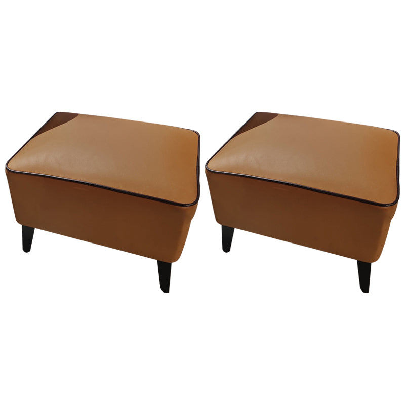 Contemporary Plain Pouf Ottoman Rectangle PU Leather Water Resistant Target Pouf