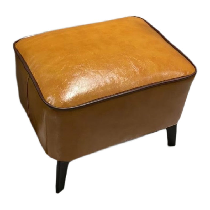 Contemporary Plain Pouf Ottoman Rectangle PU Leather Water Resistant Target Pouf