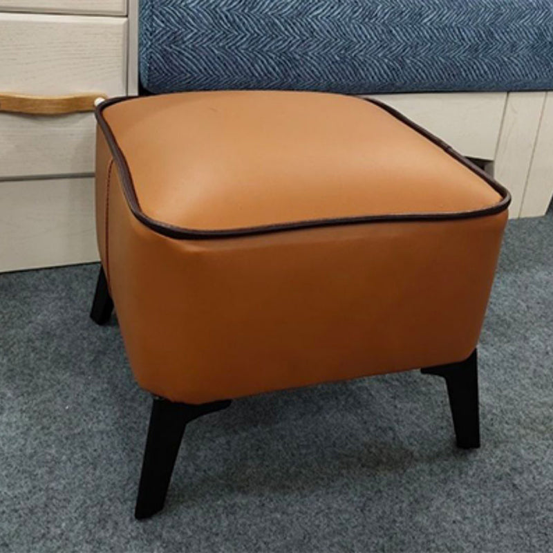 Contemporary Plain Pouf Ottoman Rectangle PU Leather Water Resistant Target Pouf