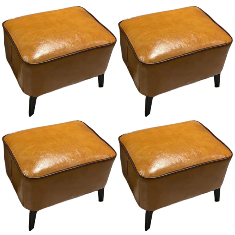 Contemporary Plain Pouf Ottoman Rectangle PU Leather Water Resistant Target Pouf