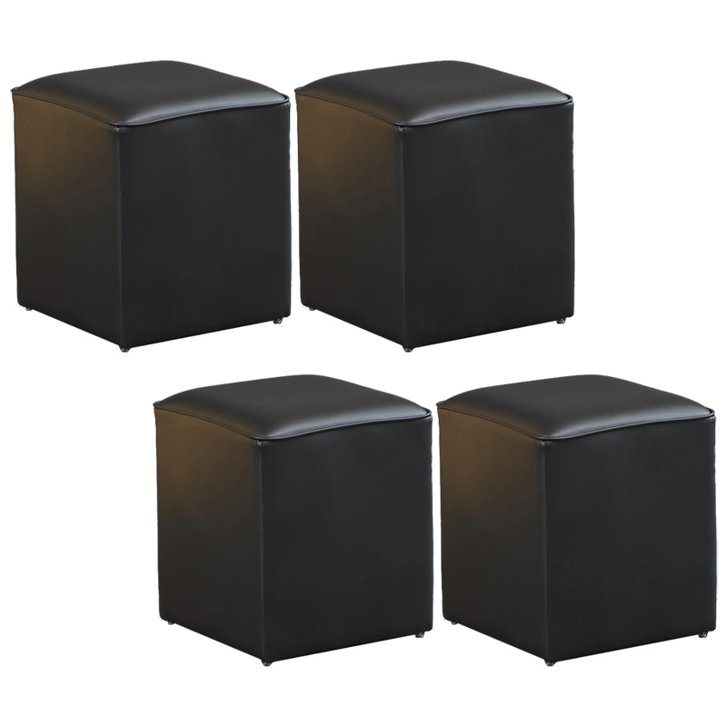 Minimalist Square Footstool Ottoman Pure Color Genuine Leather Ottoman