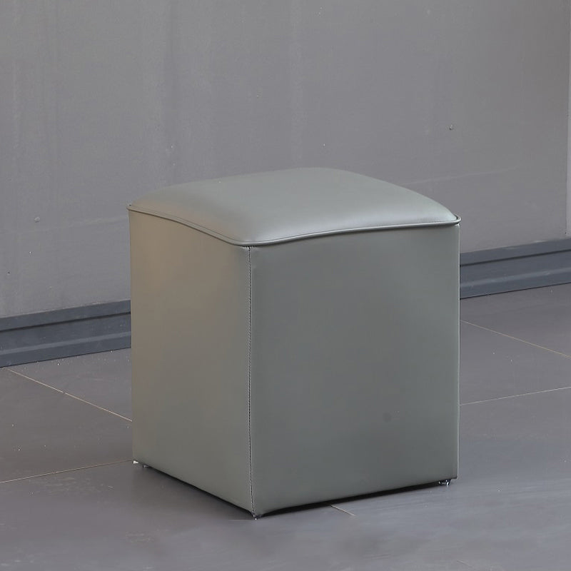 Minimalist Square Footstool Ottoman Pure Color Genuine Leather Ottoman