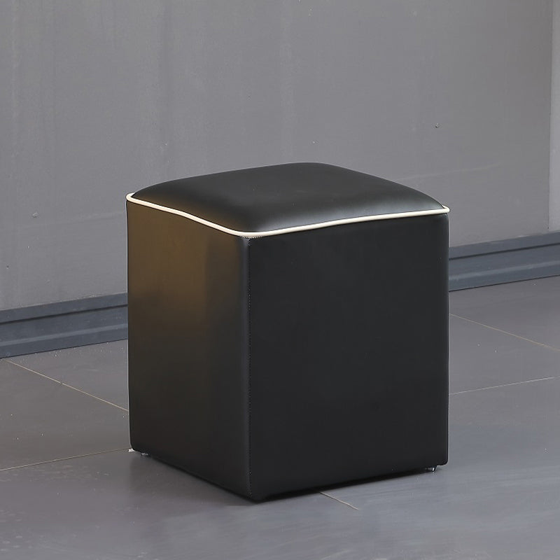 Minimalist Square Footstool Ottoman Pure Color Genuine Leather Ottoman