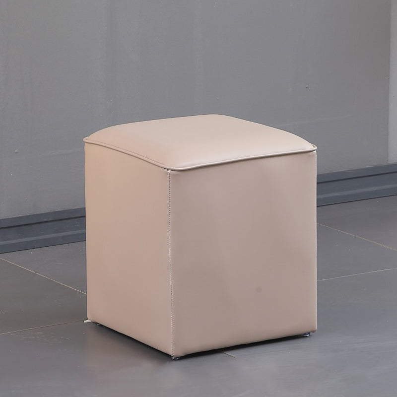 Minimalist Square Footstool Ottoman Pure Color Genuine Leather Ottoman