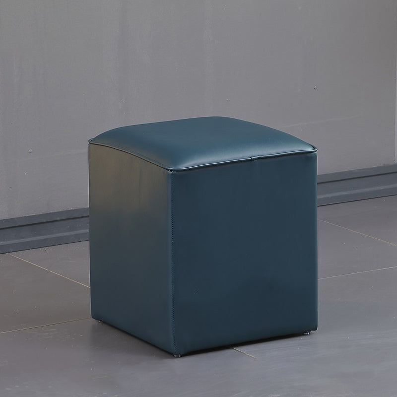 Minimalist Square Footstool Ottoman Pure Color Genuine Leather Ottoman