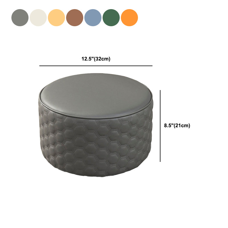 Water Resistant Pouf Ottoman Genuine Leather Round Solid Modern Ottoman