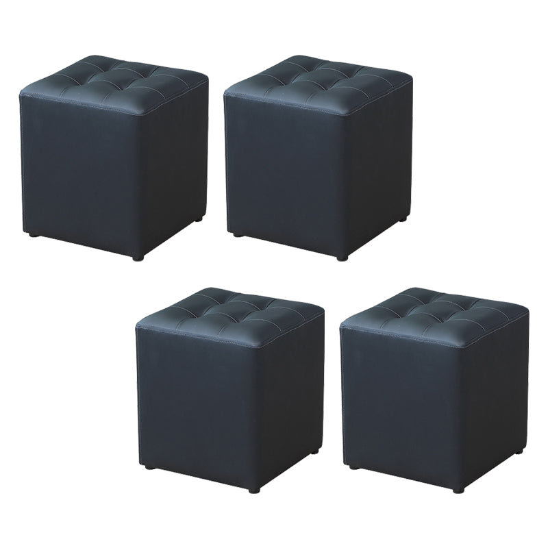 Modern Water Cube Stain Resistant Solid Color Leather Indoor Pouf