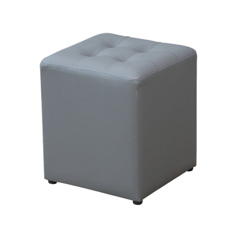 Modern Water Cube Stain Resistant Solid Color Leather Indoor Pouf