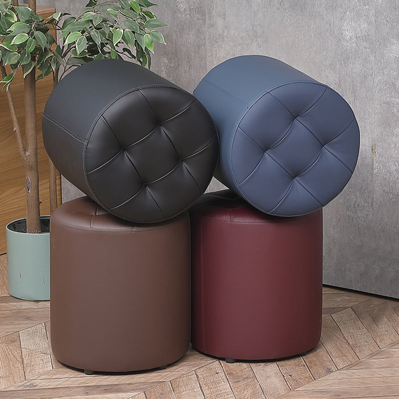 Modern Water Cube Stain Resistant Solid Color Leather Indoor Pouf