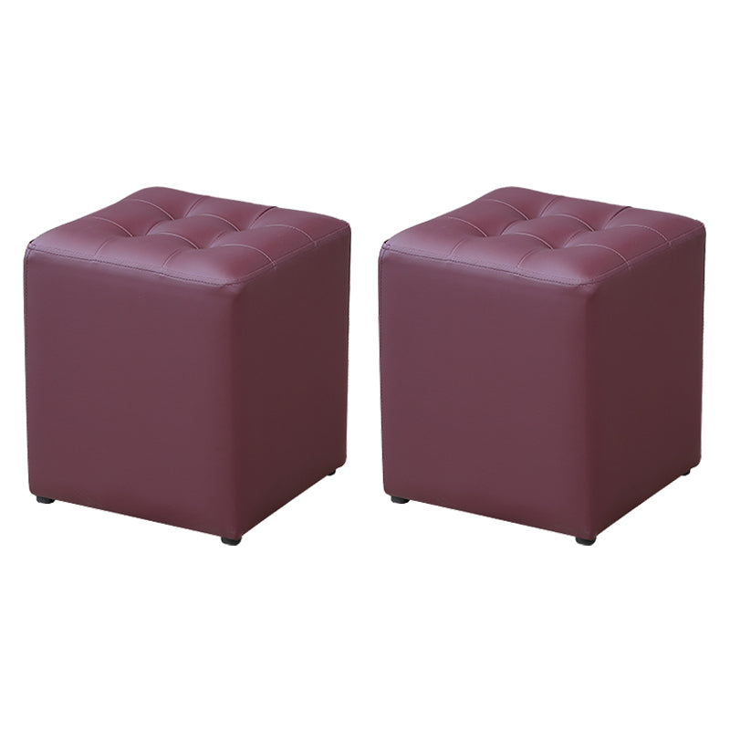 Modern Water Cube Stain Resistant Solid Color Leather Indoor Pouf