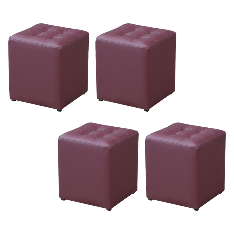 Modern Water Cube Stain Resistant Solid Color Leather Indoor Pouf