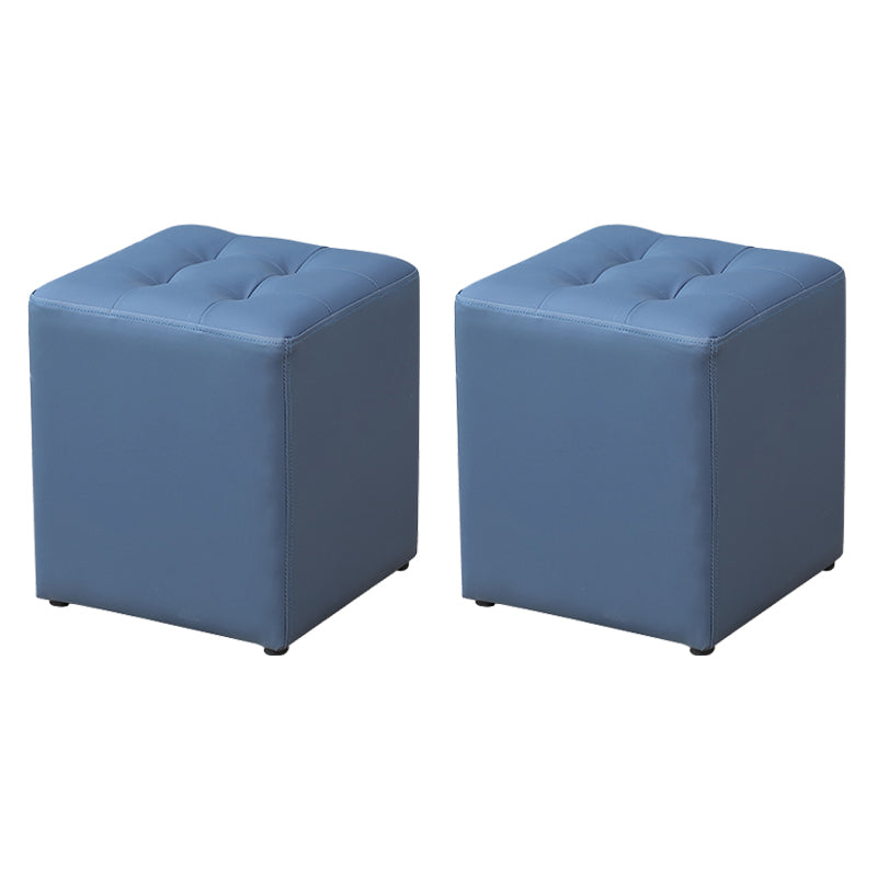 Modern Water Cube Stain Resistant Solid Color Leather Indoor Pouf