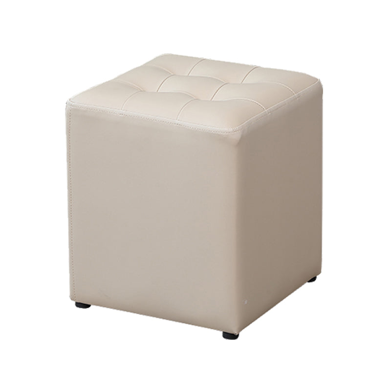 Modern Water Cube Stain Resistant Solid Color Leather Indoor Pouf