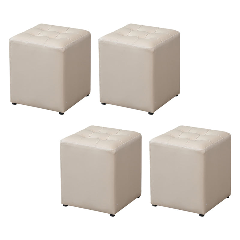 Modern Water Cube Stain Resistant Solid Color Leather Indoor Pouf