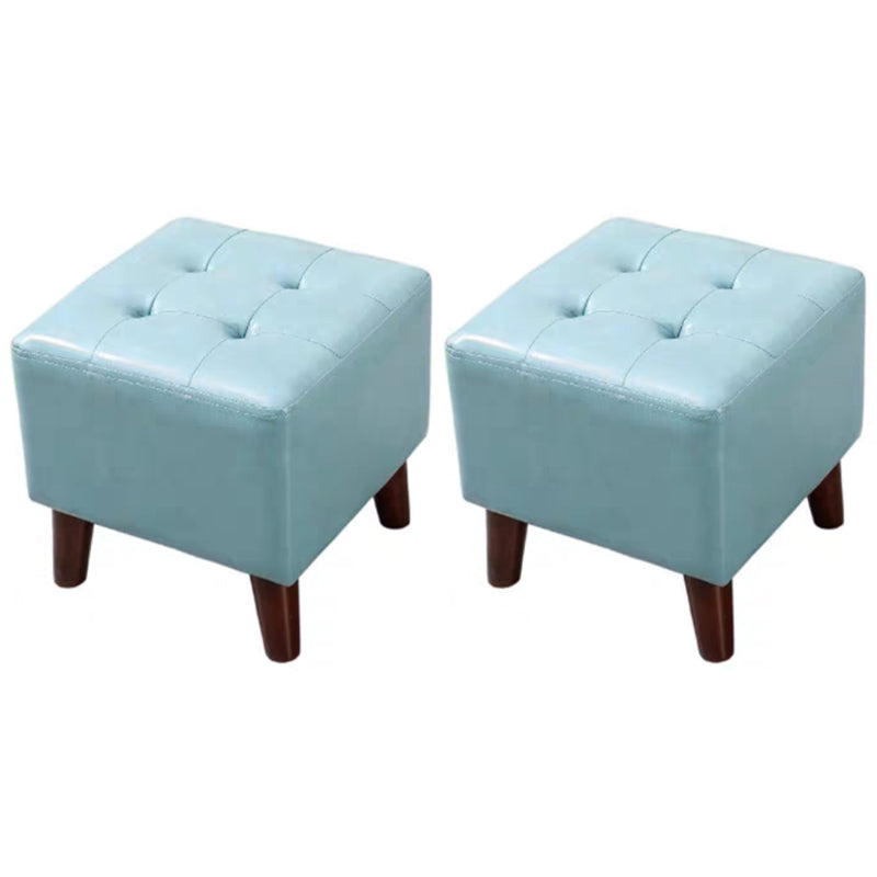 Pure Color Square Standard Modern Wine Red Leather Ottoman for Living Room