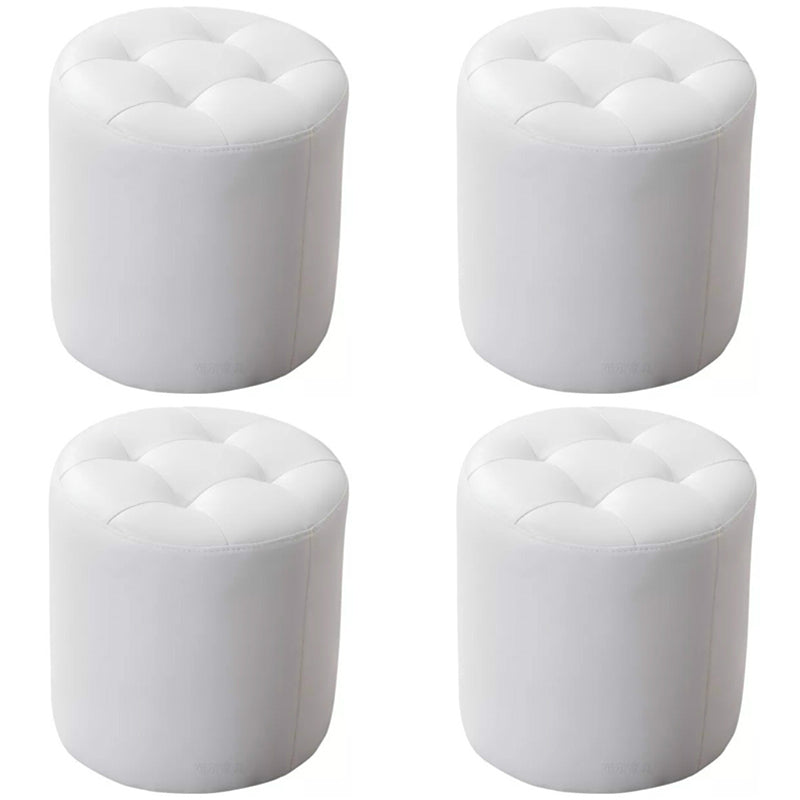 Water Resistant Round Standard Modern Solid Color Leather Pouf