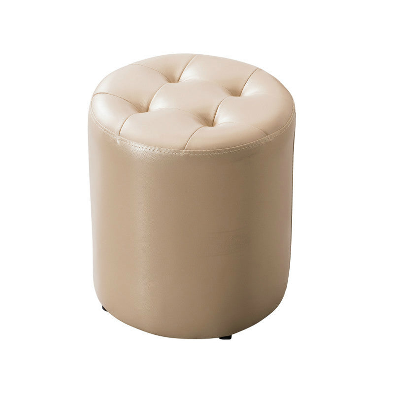 Water Resistant Round Standard Modern Solid Color Leather Pouf