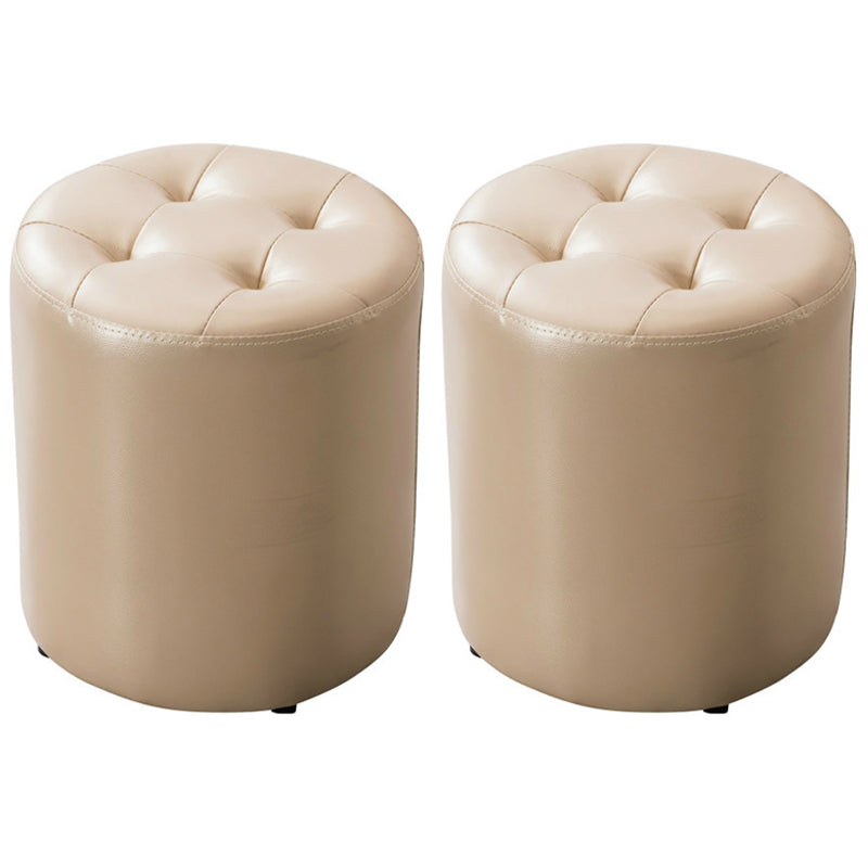 Water Resistant Round Standard Modern Solid Color Leather Pouf