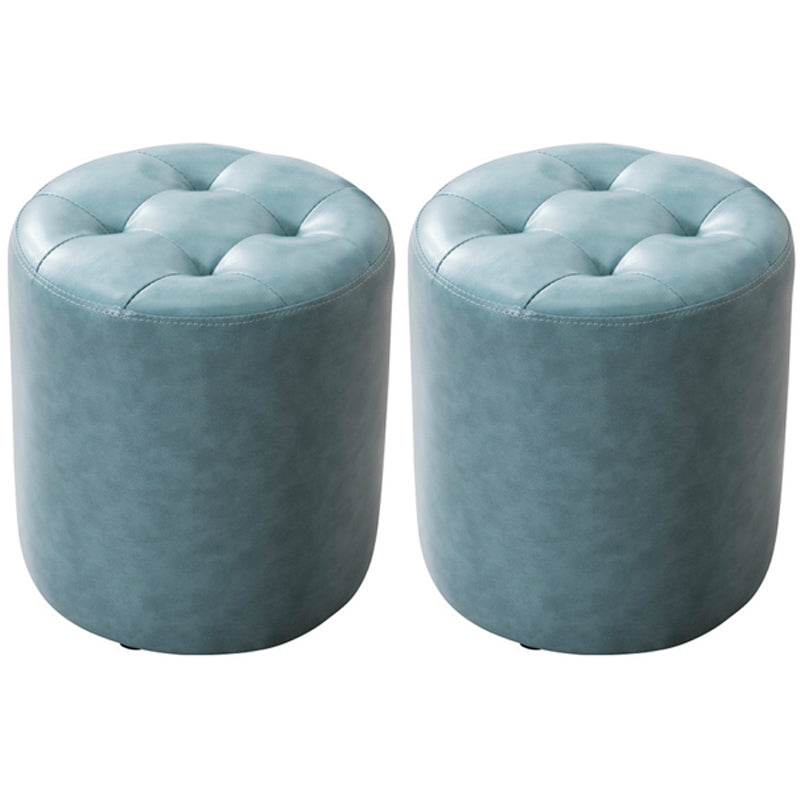 Water Resistant Round Standard Modern Solid Color Leather Pouf