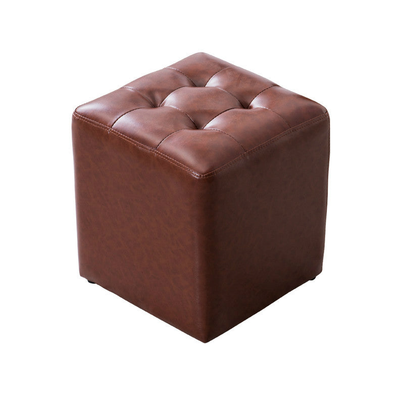 Water Resistant Round Standard Modern Solid Color Leather Pouf