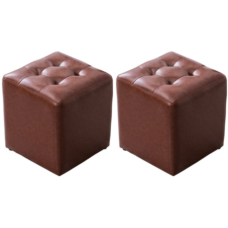 Water Resistant Round Standard Modern Solid Color Leather Pouf