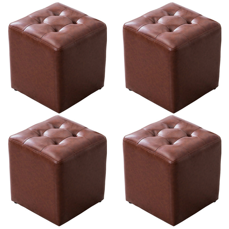 Water Resistant Round Standard Modern Solid Color Leather Pouf