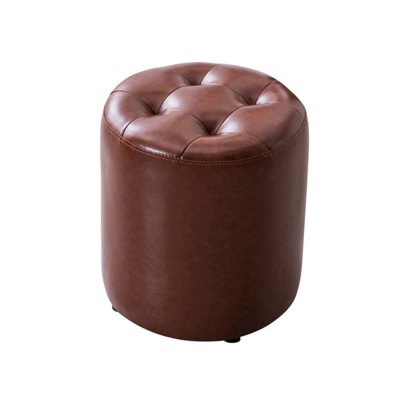 Water Resistant Round Standard Modern Solid Color Leather Pouf