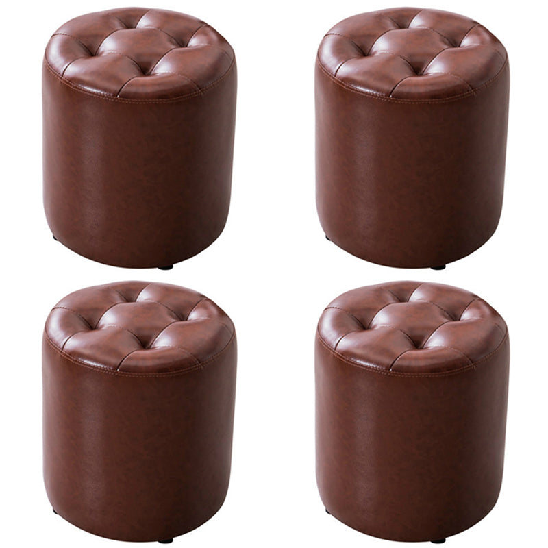 Water Resistant Round Standard Modern Solid Color Leather Pouf