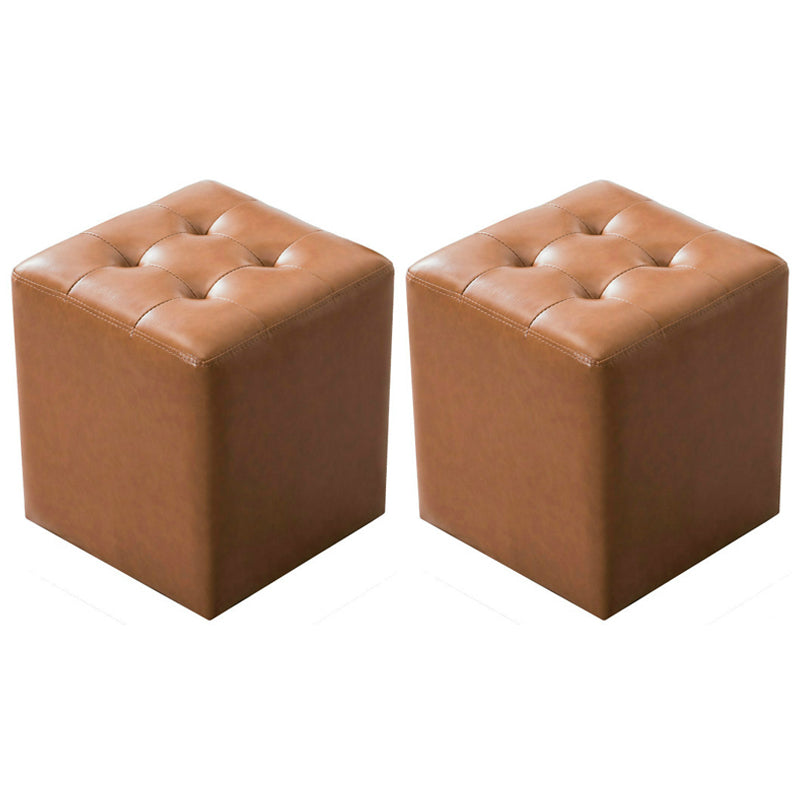 Water Resistant Round Standard Modern Solid Color Leather Pouf