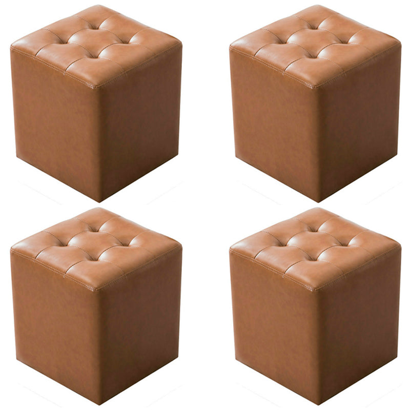 Water Resistant Round Standard Modern Solid Color Leather Pouf