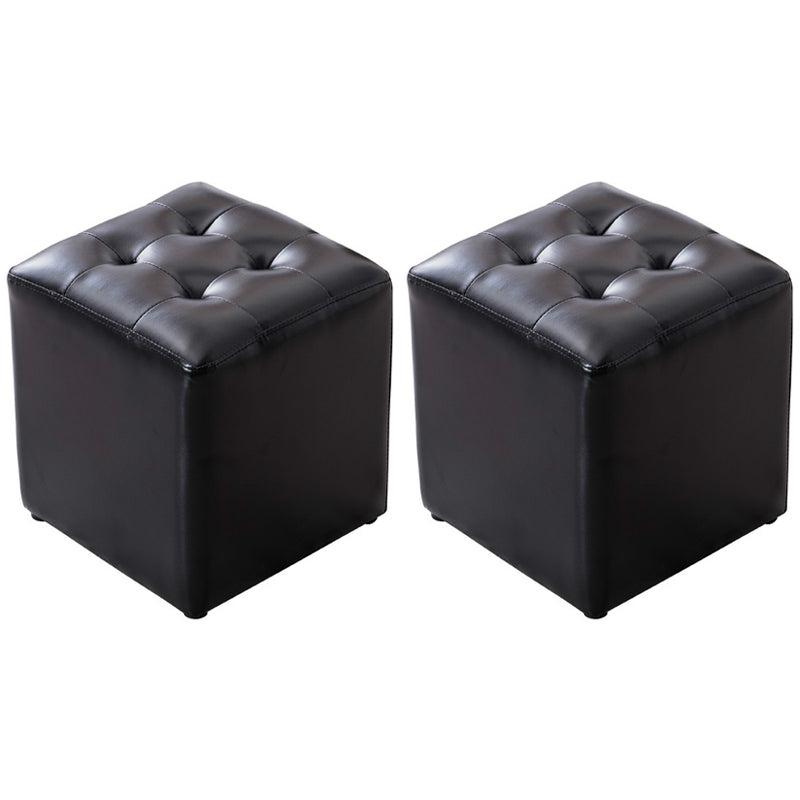 Water Resistant Round Standard Modern Solid Color Leather Pouf