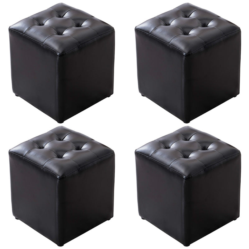 Water Resistant Round Standard Modern Solid Color Leather Pouf