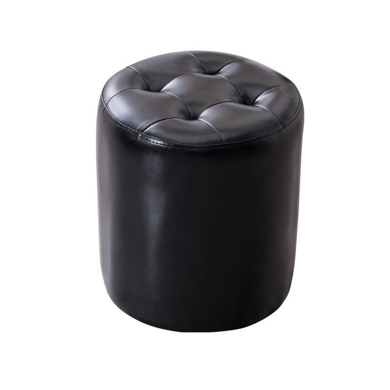 Water Resistant Round Standard Modern Solid Color Leather Pouf