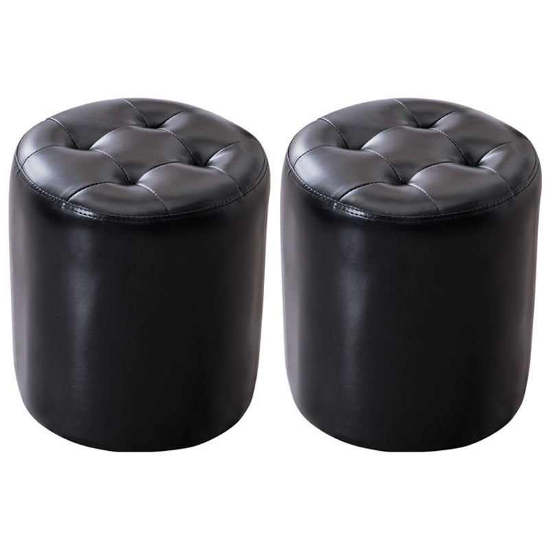 Water Resistant Round Standard Modern Solid Color Leather Pouf