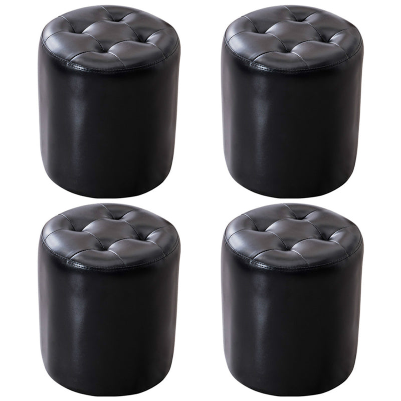 Water Resistant Round Standard Modern Solid Color Leather Pouf