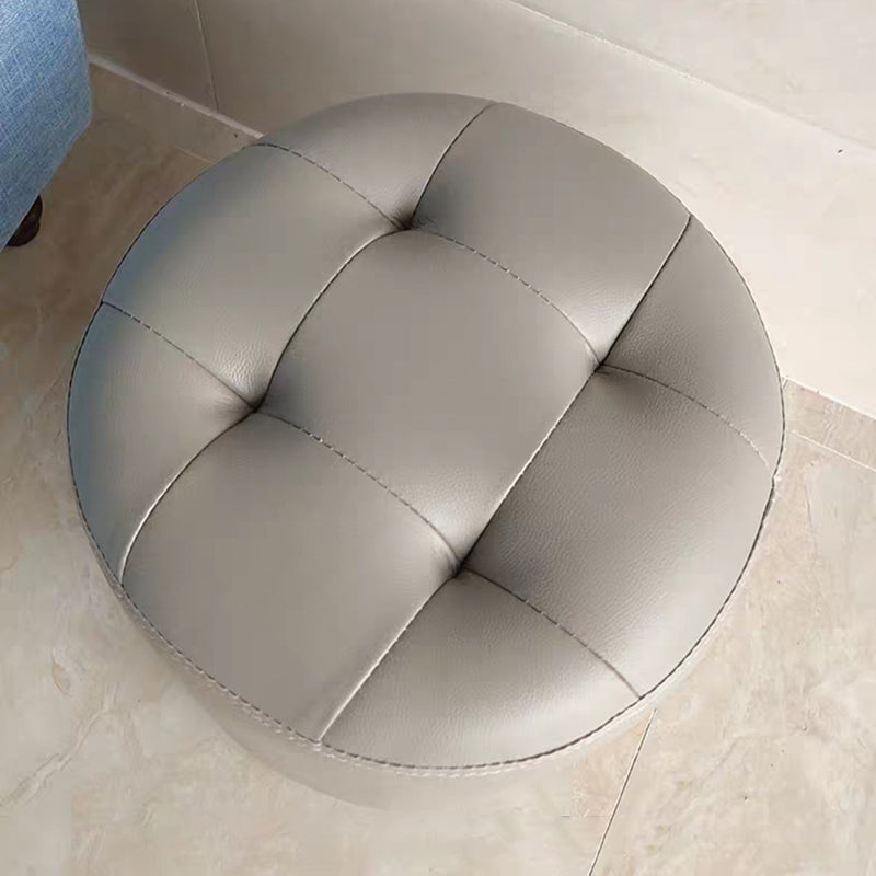 Water Resistant Round Standard Modern Solid Color Leather Pouf
