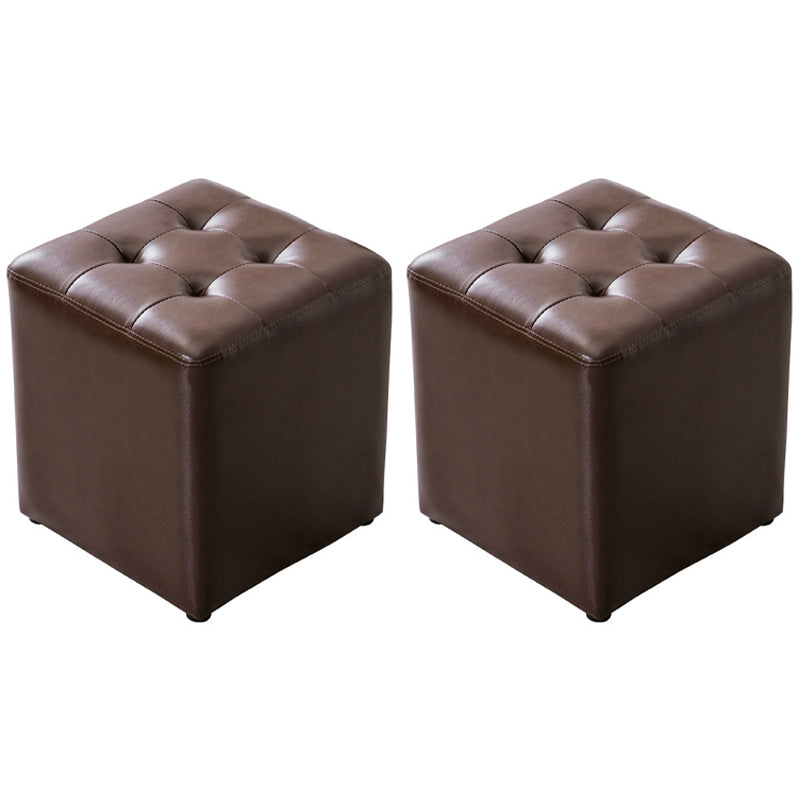 Water Resistant Round Standard Modern Solid Color Leather Pouf