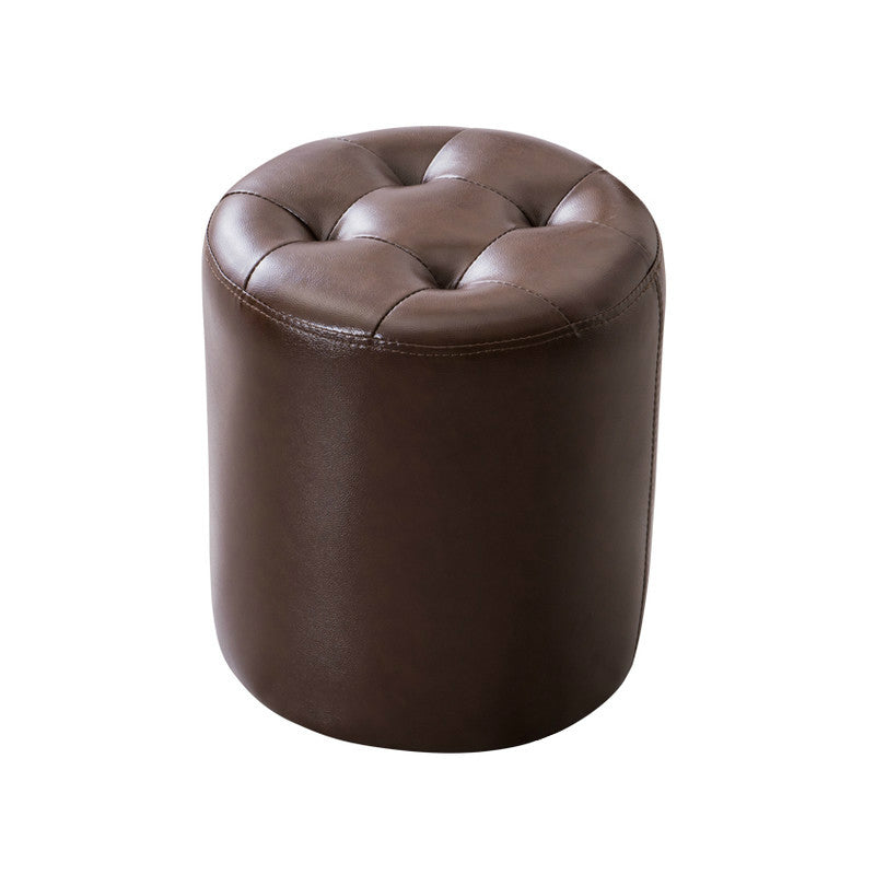Water Resistant Round Standard Modern Solid Color Leather Pouf